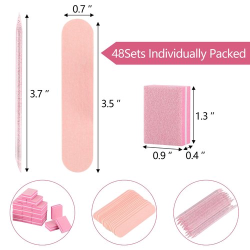 Disposable Manicure Kit, 48 Sets Individually Package Nail Kit-Mini Nail File,Mini Nail Buffer,Nail Stick for Salon Home