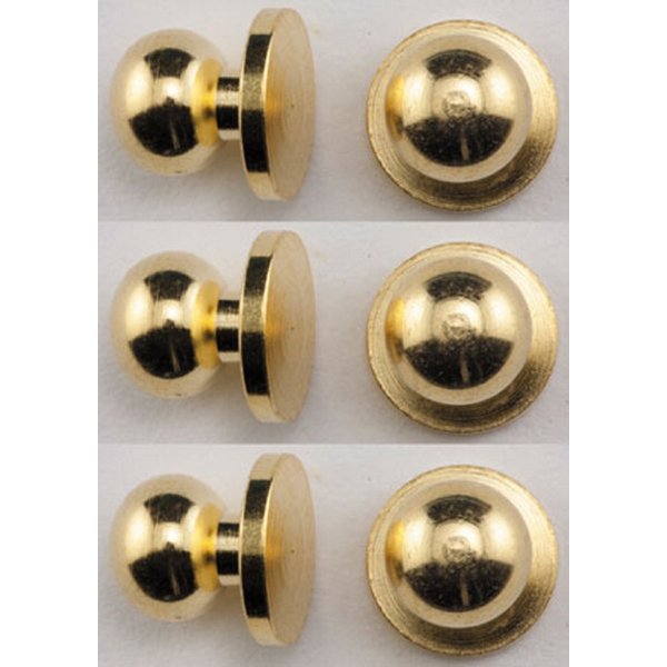 Dollhouse Miniature Set of 6 Round Brass Door Knobs