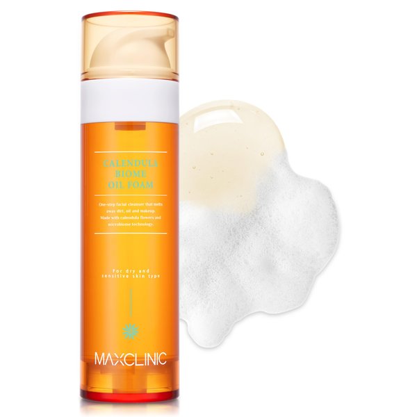 MAXCLINIC [K-Beauty] Calendula Biome Cleansing Oil to Foam | Daily Face Wash Oil Based Cleanser Foam | Korean Oil Foaming Face Cleanser | Hydrating Facial Cleanser for Dry Sensitive Skin (3.88 oz)
