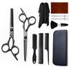 Hair Cutting Scissors Kit 11PCS, Hair Scissors Professional Haircut Scissors with Japanese Stainless Steel Hair Shears, Thinning Shears, Haircut Accessories in Leather Case for Salon/Home (Black)