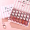 RoseFlower Lip Gloss Set, 6 Piece Matte liquid Lipstick Makeup Set, Non-sticky, High Shine, Long Lasting Matte liquid Lip Gloss Set, Rich Varied Colors - 077