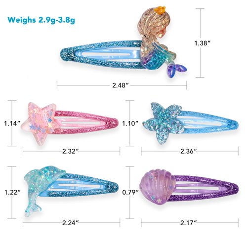 Hair Clips for Girls, Cute Hair Clips Metal Snap Hair Pins Sparkly Hair Styling Accessories for Girls Kids (Sea)