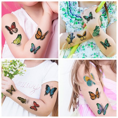 78 Pcs Butterflys Temporary Tattoos for Girls- 12 Sheet Glitter styles body Face makeup Fake Tattoo Stickers,Holiday Party Favors Supplies Accessories,Birthday Party Gifts Underwater Arts and Crafts