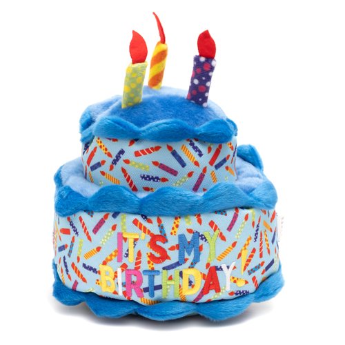 The Worthy Dog Birthday Cake Tough Chew Toy for Dogs | Durable Tug & Toss Play | Chomp-Resistant Fabric & Mesh Lining | Safe, Non-Toxic Materials | Multiple Squeakers for Interactive Fun