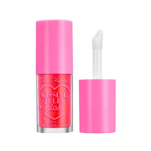 Too Faced Kissing Jelly Lip Oil Gloss |Sunflower & Jojoba Oils, 0.15 Fl Oz, Sour Watermelon