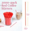 Prestee Plastic Coffee Stirrers, 2000ct, 5" - Plastic Coffee Straws, Coffee and Drink Stir Sticks, Cocktail Swizzle Sticks, Disposable Stir Sticks, Drinking Straws for Coffee & Cocktails (Red)