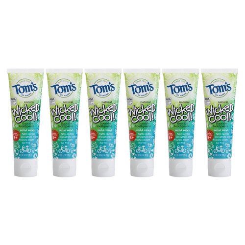 Tom's of Maine Natural Wicked Cool Fluoride Toothpaste, Mild Mint, 4.2 Ounce (Pack of 6)