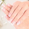 Semi Cured Gel Nail Strips French Nails Tips UV Nails Gel Nail Stickers 20 Pieces Silver Glitter Nail Polish Strips Works with UV Nail Lamp Easy Application & Removal (Glitter French)
