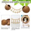 Tfwadmx Natural Coconut Hide with Ladder Perches Hanging Bird House Toy for Cage Parrot Breeding Nest for Gecko Parakeet Lovebird Finch Hamster