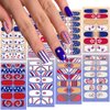 8Sheets Independence Day Semi Cured Gel Nail Strips 4th of July Nail Polish Stickers Designs Star Patriotic American Flag Full Wrap Nail Polish Decals Decoration for Women DIY Acrylic Nails