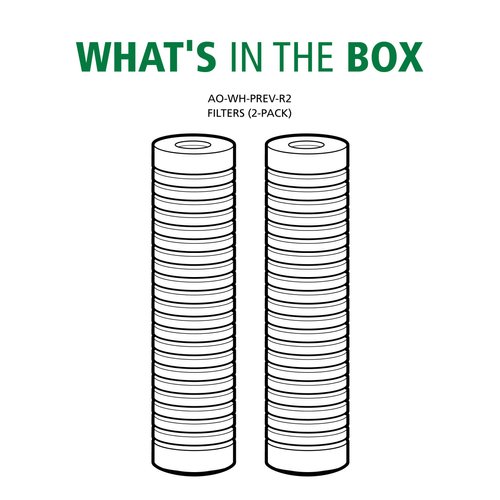 AO Smith 2.5"x10" 5 Micron Sediment Water Filter Replacement Cartridge - 2 Pack - For Whole House Filtration Systems - AO-WH-PREV-R2