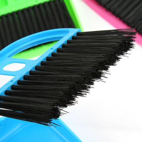 Pet Cage Broom Brush Dustpan Set - Small Cat Litter Sweeper for Pet Cage Clean and Car Keyboard Brush (Blue)