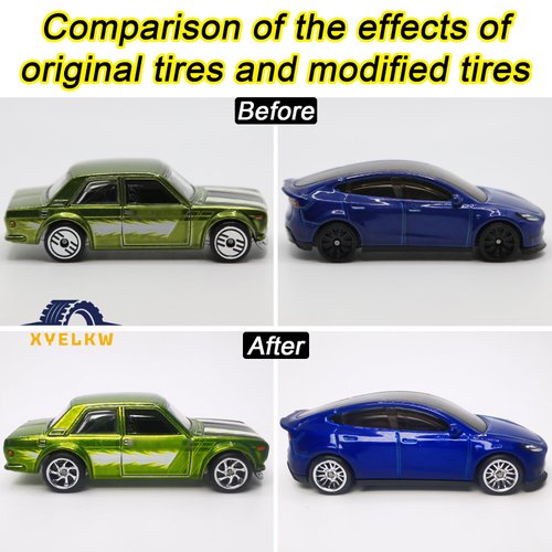 1/64 Wheels and Tires Set, 10-Pack 1 64 Scale Wheels with 10 for 1/64 Diecast Cars Upgraded and Modified Rubber Tires(Diameter 0.43in/11mm) (Silver Plated)