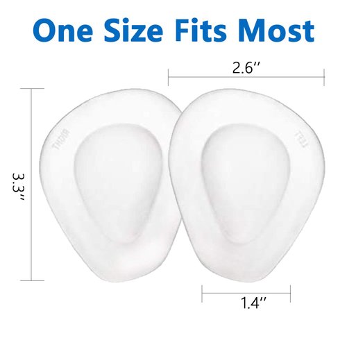 JKcare Gel Metatarsal Pads (Adhesive-Backed), Ball of Foot Cushions, Forefoot Support for Metatarsalgia, Morton’s Neuroma, Aching Feet Pain Relief- 6 Pack