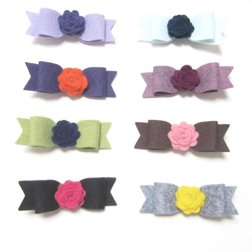 Felt rose and bow hair clip-8 colors
