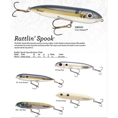 Heddon Rattle Spook Fishing Lures (Bone/Orange Belly, 4 1/2-Inch)