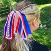 Patriotic Hair Scrunchies for Hair - 2Pcs American Flags Hair Ties Red White and Blue Hair Ribbon Hair Elastics Bands Ponytail Holders 4th of July Hair Accessories for Women Girls Independence Day