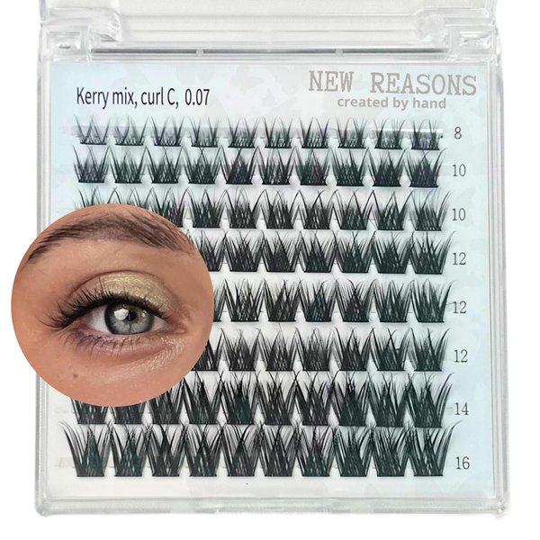 New Reasons Lash Clusters 80 Pcs Individual Lashes Cluster 8-16 mm C D Curl DIY Eyelash Extensions at Home Kerry Mix