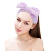 AOPRIE SPA Headbands for Washing Face Makeup Headbands with Bow Hair Band Women Facial Head Band Wrist Towel Wraps For Shower Face Mask Purple, 6 Pack