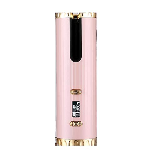 SiHmai Automatic Curling Iron, Portable Hair Curling, Wireless Rotating Hair Curler with 6 Temp & Timer LCD Display USB Rechargeable, Fast Heating & Auto Shut Off, for Hair Styling (Pink)