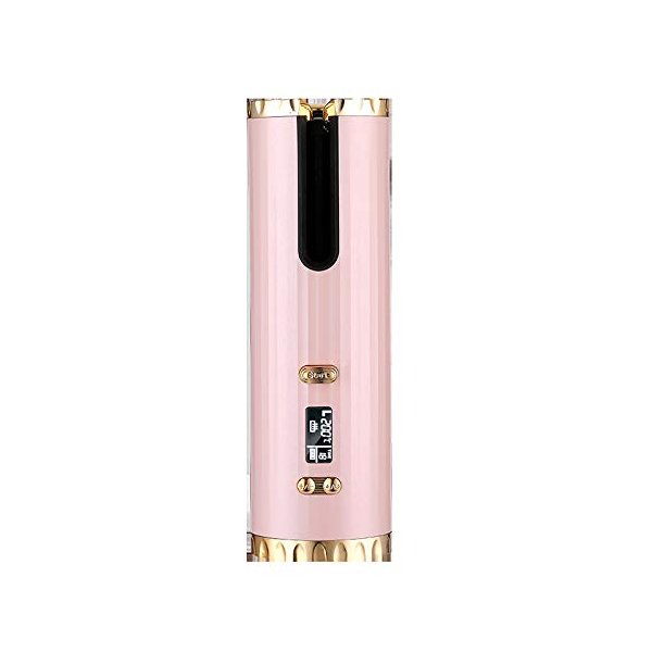 SiHmai Automatic Curling Iron, Portable Hair Curling, Wireless Rotating Hair Curler with 6 Temp & Timer LCD Display USB Rechargeable, Fast Heating & Auto Shut Off, for Hair Styling (Pink)