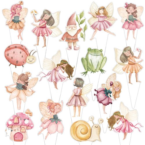 Fairy Party Cupcake Toppers Fairy Birthday Party Decorations 48PCS Fairies Cupcake Picks Fairy Tale Party Cake Decorations for Fairy Garden First Baby Shower Supplies