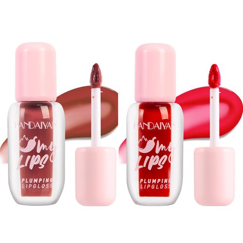 Lasting Plump Plumping Lip Gloss - 8 Colors Plumper Lipgloss Spicy Lip Plumper Lip Plumping Oil Nourishing Plump Long-lasting Glossy Finish Fuller Natural Liquid Lipstick for Women (#07#08, 2 PCS)