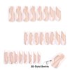 Press on Nails Extra Long - Aegenacess Square Press On Nails with 3D Gold Swirls, White and Nude Fake Nails with Glue Sticker, Handmade Stick On Nails False Nail in 12 Sizes, 24pcs