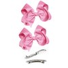 WD2U Girls Set of Two 4" Solid Grosgrain Pigtail Hair Bows French Clip Barrettes Red