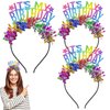 3 PACK Birthday Women Headband, Rainbow Tassel Birthday Tiara, Bling Happy Birthday Crown 'It's My Birthday' Headpiece for Party Favors Hair Accessories Decorations