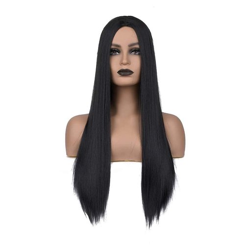 YunYan black wig for women Natural Color Long Straight Wig Synthetic Heat Resistant Woman Wig 150% Density 26 inch (Natural Color)
