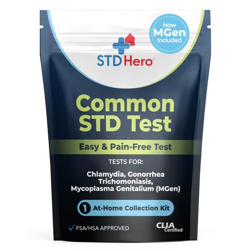 STD Hero At-Home Common STD Test Kit for Women and Men - Test for the Top Four STD's - Includes MGen - Private At-Home Collection - Simple, Discreet, Easy-to-Use with Fast Online Results