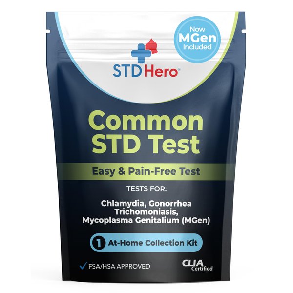 STD Hero At-Home Common STD Test Kit for Women and Men - Test for the Top Four STD's - Includes MGen - Private At-Home Collection - Simple, Discreet, Easy-to-Use with Fast Online Results