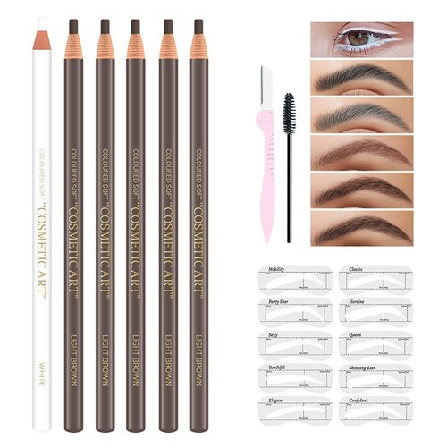 MAFK Waterproof Eye-Brows Pen-cil Set, Pull Cord Peel-off Eyebrow Pencil Microblading Eyebrow Pen Supplies Kit, White Eye-Liner