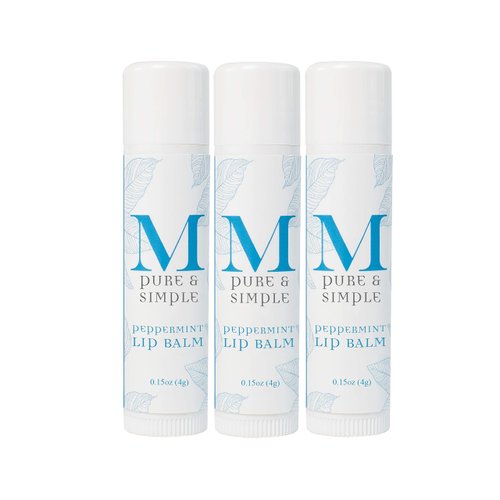 All Natural Peppermint Lip Balm (3 Pack) Made of Double Helix Water, Organic Coconut Oil, Organic Sunflower Oil, Peppermint Oil, Vitamin E (0.15 oz)