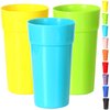 Youngever 9 Pack Plastic Tumblers, Unbreakable Drinking Glasses, Plastic Cups in 9 Assorted Colors, Reusable | Stackable | NO BPA | Top-rack Dishwasher Safe (32 Ounce)
