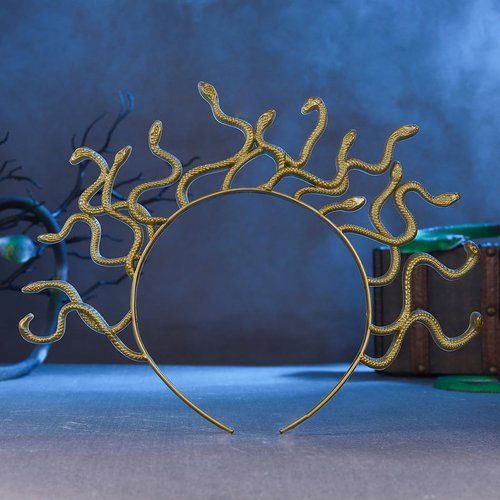 CAKURE Medusa Snake Headband Gold Goddess Headpiece Halloween Party Rave Festival Headdress Hair Accessories for Women and Girls