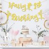 Ushinemi Pre-Strung Fairy First Birthday Decorations, NO DIY Gold Glitter Fairy Birthday Party Banner 1st Fairy Theme Party Supplies