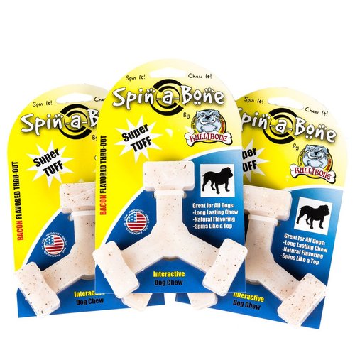 Bullibone Nylon Dog Chew Toy Spin-a-Bone - Interactive Dog Toy, Triggers Natural Instincts, and Improves Oral Health