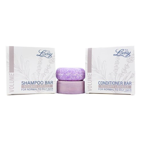 Bar Shampoo and Conditioner for Hair, by Luxiny, Made in USA Lavender Shampoo and Conditioner Bar Set With 1 Sulfate Free Shampoo Bar, 60g & 1 Deep Conditioner Bar, 50g (Rosemary Lavender)