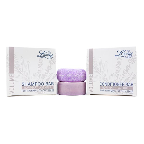 Bar Shampoo and Conditioner for Hair, by Luxiny, Made in USA Lavender Shampoo and Conditioner Bar Set With 1 Sulfate Free Shampoo Bar, 60g & 1 Deep Conditioner Bar, 50g (Rosemary Lavender)