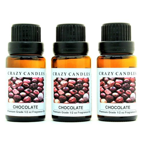 Crazy Candles Chocolate 3 Bottles 1/2 FL Oz Each (15ml) Premium Grade Scented Fragrance Oil