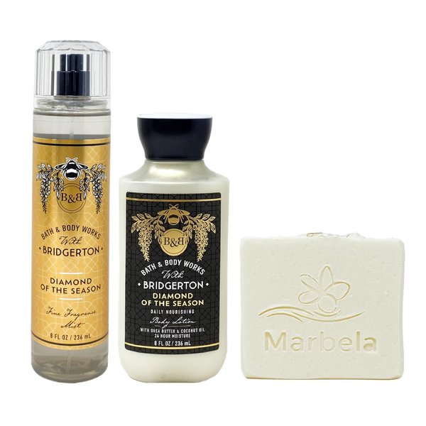 Bath & Body Works Diamond Of The Season 2 Piece Bundle with a Natural Oats Bar Soap - Fragrance Mist and Body Lotion - Full Size