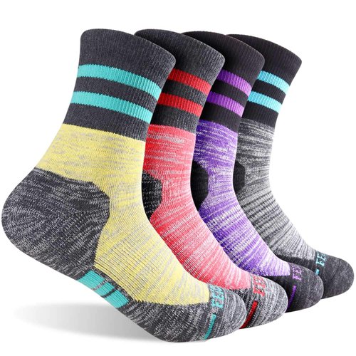 FEIDEER 4 Pairs Women's Hiking Walking Outdoor Recreation Socks Wicking Cushion Crew Socks