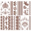 Brown Henna Temporary Tattoo Lace Fake Tattoos Semi Permanent Tattoo Stickers Waterproof Tattoo Markers for Skin Butterfly Stars Design Wedding Party Festival Tattoos Decorations Tattoo Supplies 6PCS
