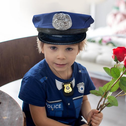 TUSAUW 4Pcs Police Costume Accessories Police Pretend Play Toy Set Including Police Hat Sunglasses Badge Handcuffs Halloween