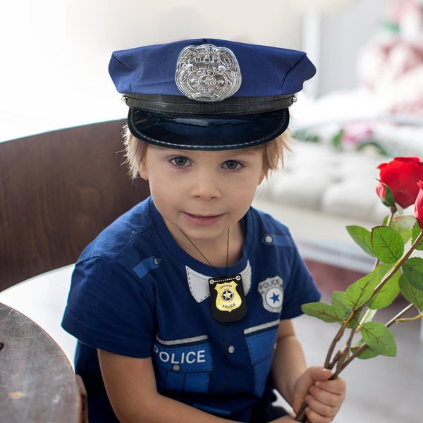 TUSAUW 4Pcs Police Costume Accessories Police Pretend Play Toy Set Including Police Hat Sunglasses Badge Handcuffs Halloween