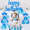 BEISHIDA Blue Happy Birthday Balloons Banner 16 Inch Mylar Foil Birthday Letters Balloons for Kids Adults Ocean Theme Party Decorations Supplies