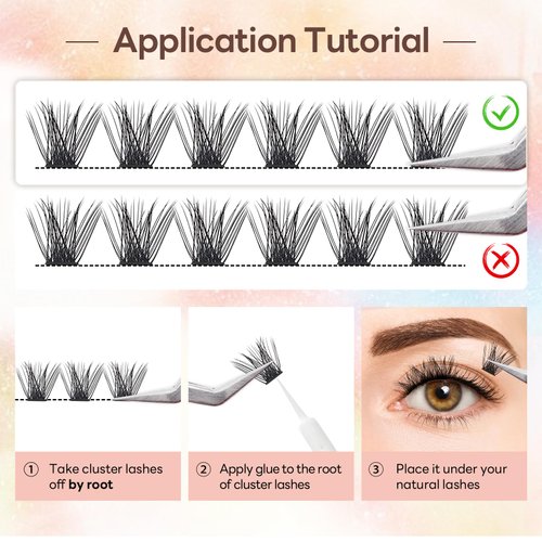 Lash Clusters, 72 Pcs Individual Cluster Lashes DIY Lash Extension 10-16mm Eyelash Clusters Volume Wispy Lashes Super Thin Band Reusable Soft & Comfortable（T11-72-D-10-16MIX）
