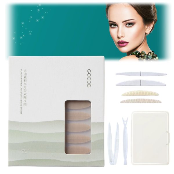 Eyelid Tape, Especially for Hooded eyes, 4mm Eyelid Lifter Strips, Double Eyelid Tape for Swollen Eyes Invisible for Droopy Lids, 300pcs(with a tweezers, a fork, a box) (B(300pcs))
